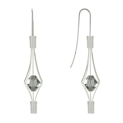 Les Poulettes Bijoux - Boucles D'oreilles Argent Lanterne Et Cristal - Petit Modèle