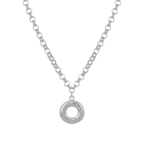 Les Poulettes Bijoux - Collier Plaqué Argent Pendentif Anneau Et Six Cristaux