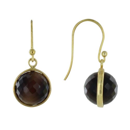 Les Poulettes Bijoux - Boucles D'oreilles Crochet Argent Doré Sphère D'onyx Noir