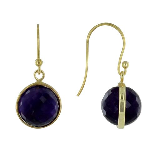 Les Poulettes Bijoux - Boucles D'oreilles Crochet Argent Doré Sphère D'améthyste