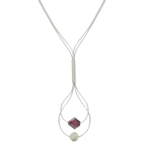 Les Poulettes Bijoux - Collier Argent Goutte Perle De Cristal Et Argent Brossé - Classics