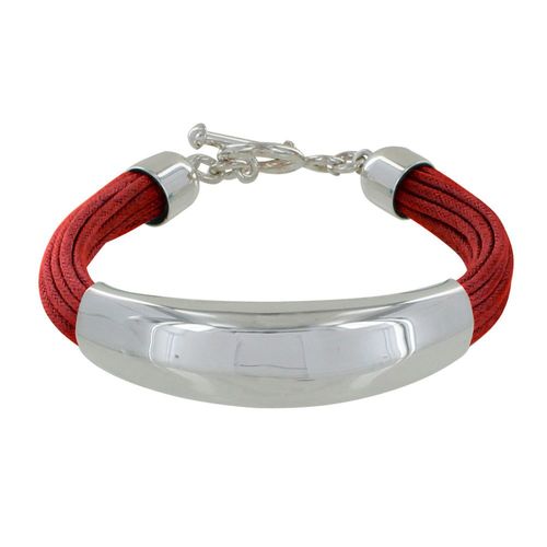Les Poulettes Bijoux - Bracelet Argent Demi-Jonc Sur Fils De Coton - Classics