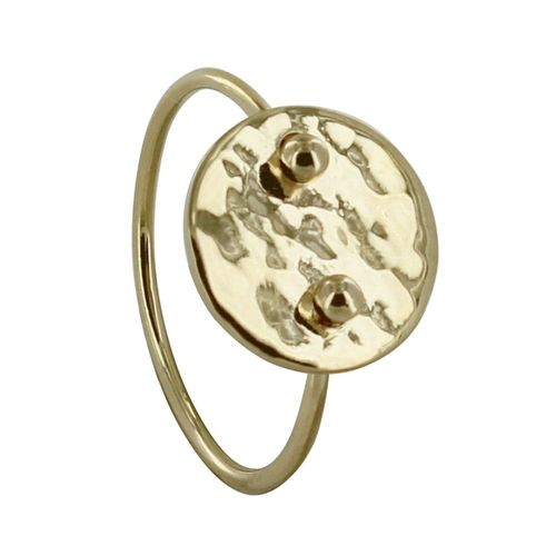 Les Poulettes Bijoux - Bague Plaqué Or Picot Et Pastille Martelée