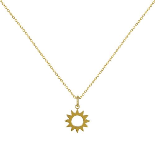 Les Poulettes Bijoux - Collier Plaqué Or Soleil Ajouré