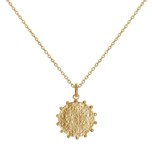 Les Poulettes Bijoux - Collier Plaqué Or Médaille Martelée Et Billes