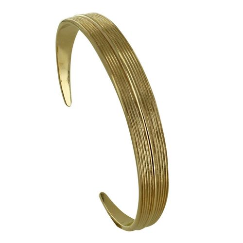 Les Poulettes Bijoux - Bracelet Plaqué Or Demi Jonc Motif Feuille