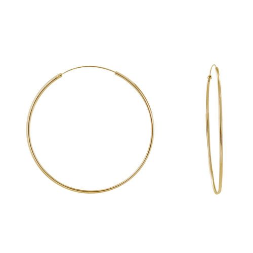 Les Poulettes Bijoux - Boucles D'oreilles Plaqué Or Fines Créoles 6cm