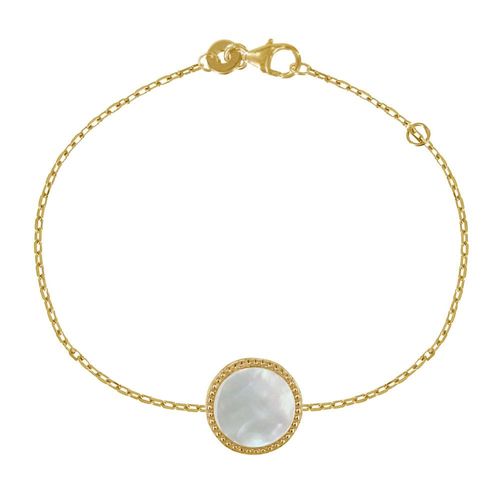 Les Poulettes Bijoux - Bracelet Plaqué Or Rond De Nacre Ivoire