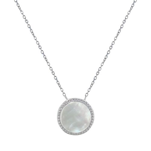 Les Poulettes Bijoux - Collier Argent Rhodié Rond De Nacre Ivoire