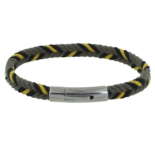 Les Poulettes Bijoux - Bracelet Homme Chevron Kaki Jaune Noir