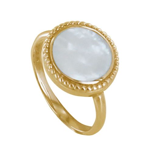 Les Poulettes Bijoux - Bague Plaqué Or Rond De Nacre Ivoire