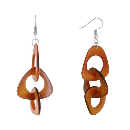 Les Poulettes Bijoux - Boucles D'oreilles Pétales Ajourées De Tagua Bicolore