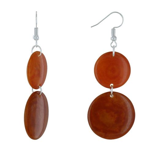 Les Poulettes Bijoux - Boucles D'oreilles Deux Pastilles De Tagua Bicolore
