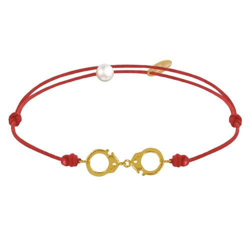 Les Poulettes Bijoux - Bracelet Lien Plaqué Or Petites Menottes