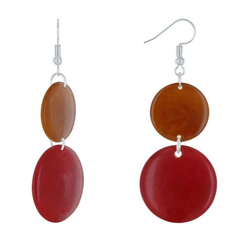 Les Poulettes Bijoux - Boucles D'oreilles Deux Pastilles De Tagua Bicolore