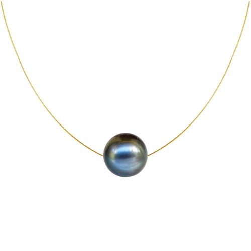 Les Poulettes Bijoux - Collier Plaqué Or Perle Des Poulettes Solitaire 11 Mm