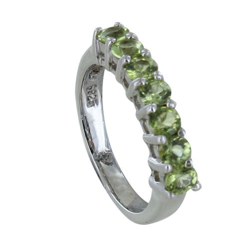 Les Poulettes Bijoux - Bague Argent Rhodié Alliance Peridot