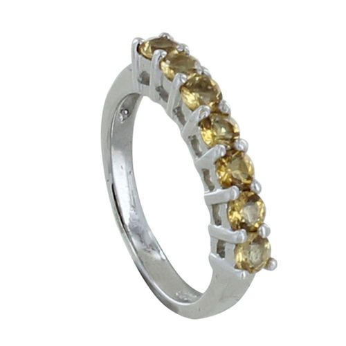 Les Poulettes Bijoux - Bague Argent Rhodié Alliance Citrine