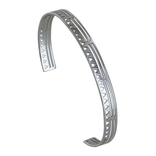 Les Poulettes Bijoux - Bracelet Argent Rhodié Demi Jonc Plat Soleil