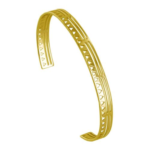 Les Poulettes Bijoux - Bracelet Plaqué Or Demi Jonc Plat Soleil