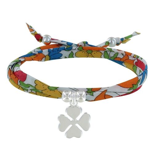 Les Poulettes Bijoux - Bracelet Double Tour Lien Liberty Et Trèfle Argent - Colors