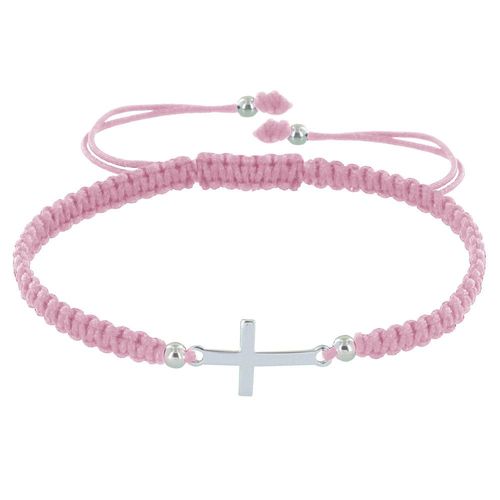 Les Poulettes Bijoux - Bracelet Argent Croix Lien Tréssé - Classics