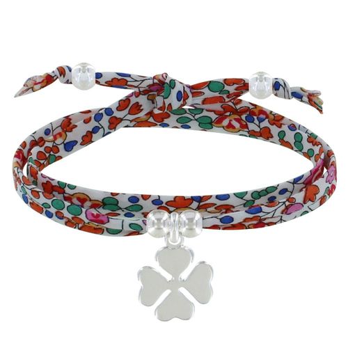 Les Poulettes Bijoux - Bracelet Double Tour Lien Liberty Et Trèfle Argent - Colors