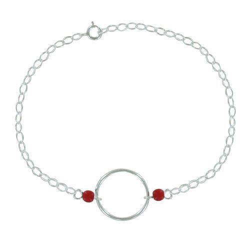Les Poulettes Bijoux - Bracelet Argent Cercle Et Deux Perles En Résine