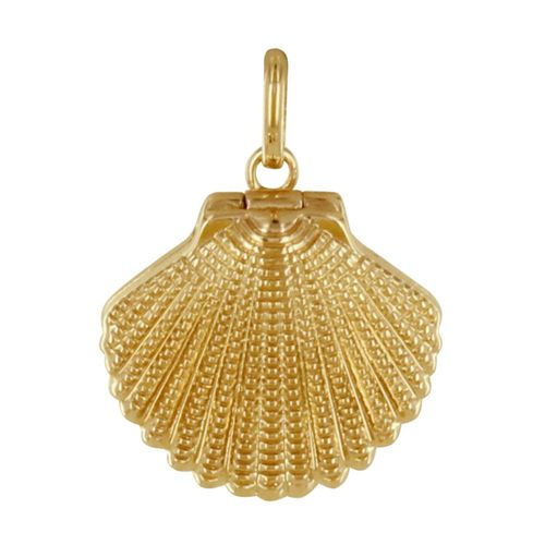Les Poulettes Bijoux - Pendentif Plaqué Or Porte Photo Coquille St Jacques