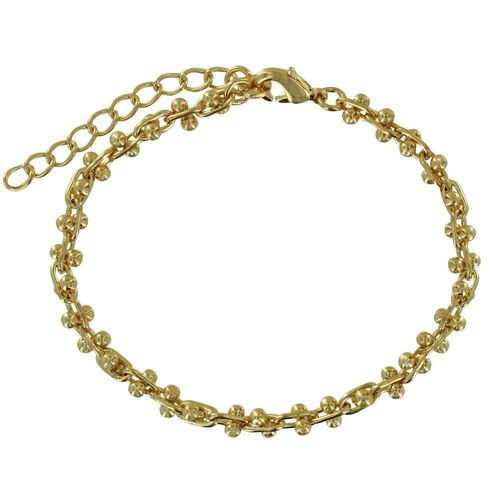 Les Poulettes Bijoux - Bracelet Plaqué Or Maillons Ovales Et Double Perles