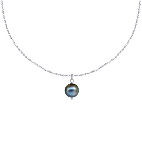 Les Poulettes Bijoux - Collier Argent Rhodié Pendentif Perle De Culture