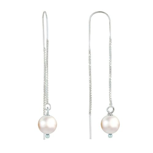 Les Poulettes Bijoux - Boucles D'oreilles Chainette Argent Et Perles De Culture