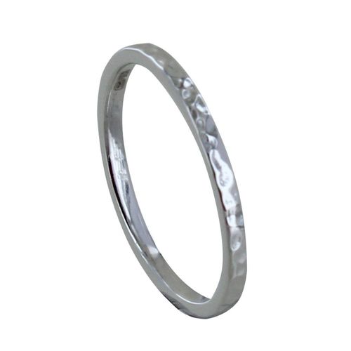 Les Poulettes Bijoux - Bague Argent Rhodié Alliance Fine Martelée