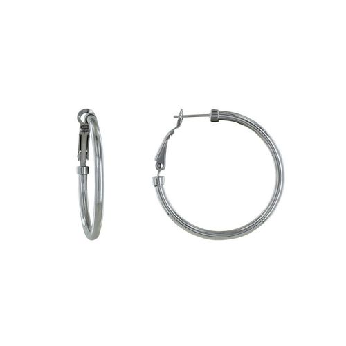 Les Poulettes Bijoux - Boucles D'oreilles Acier Créoles Rondes 3cm