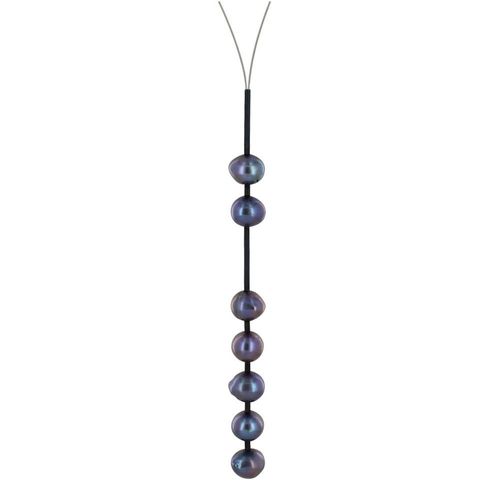Les Poulettes Bijoux - Collier Câble Acier Perles De Culture 2 + 5 Perles 9mm - Classics
