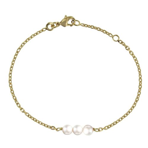 Les Poulettes Bijoux - Bracelet Plaqué Or Trois Perles Blanches
