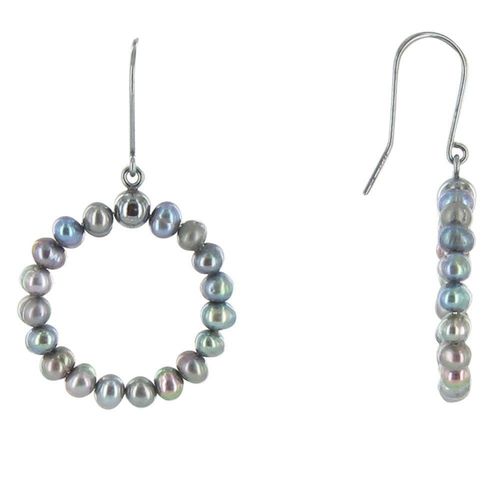 Les Poulettes Bijoux - Boucles D'oreilles Argent Anneaux De Perles De Culture - Classics