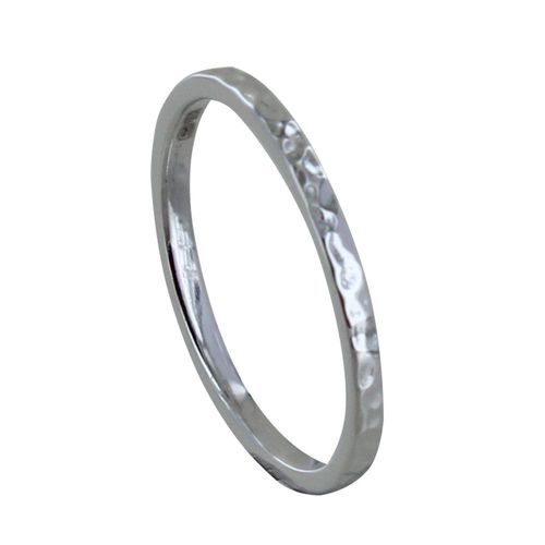 Les Poulettes Bijoux - Bague Argent Rhodié Alliance Fine Martelée
