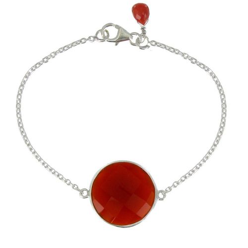 Les Poulettes Bijoux - Bracelet Argent Pavé Facetté D'onyx Rouge
