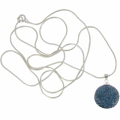 Les Poulettes Bijoux - Collier Boule À Facettes Strass Bleu Nuit