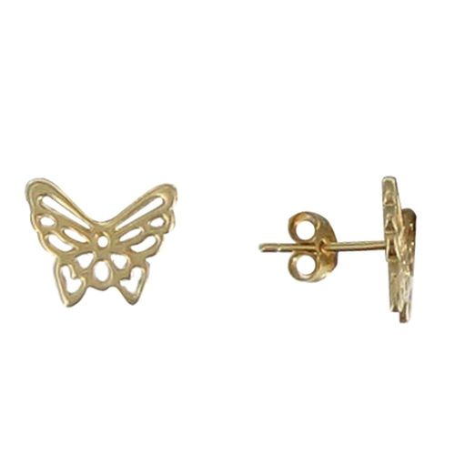 Les Poulettes Bijoux - Boucles D'oreilles Papillon Ajouré En Plaqué Or