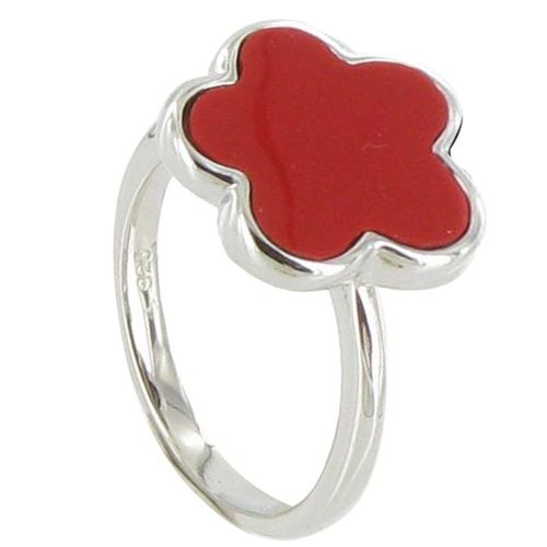 Les Poulettes Bijoux - Bague Argent Chance Et Corail