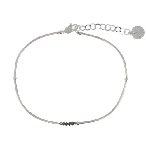 Les Poulettes Bijoux - Bracelet Argent 5 Diamants Noirs