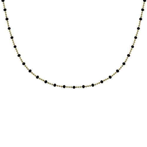 Les Poulettes Bijoux - Collier Plaqué Or Chaine Billes Et Perles Émaillées