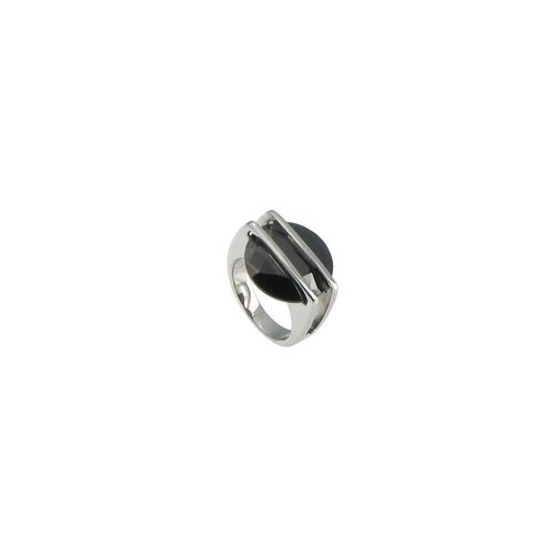 Les Poulettes Bijoux - Bague Argent Soucoupe Noire En Zirconium
