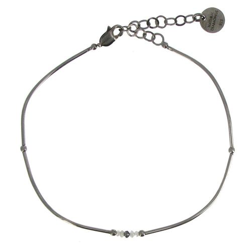 Les Poulettes Bijoux - Bracelet Argent 4 Diamants Blancs Et 1 Diamant Noir