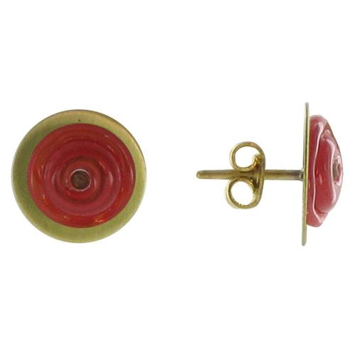 Les Poulettes Bijoux - Boucles D'oreilles Puces Disque En Laiton Et Pâte De Verre - Classics