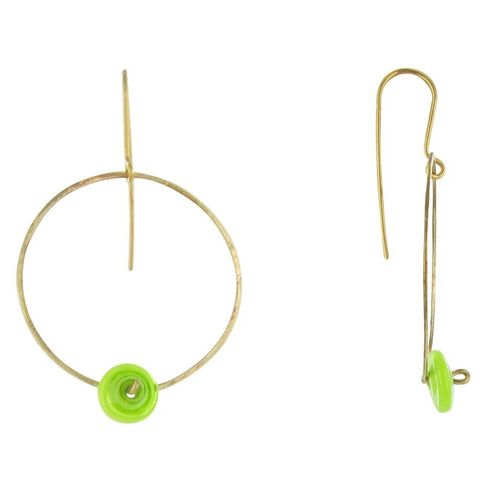 Les Poulettes Bijoux - Boucles D'oreilles Créoles En Laiton Pâte De Verre - Classics