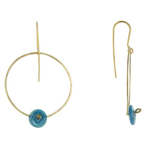Les Poulettes Bijoux - Boucles D'oreilles Créoles En Laiton Pâte De Verre - Classics