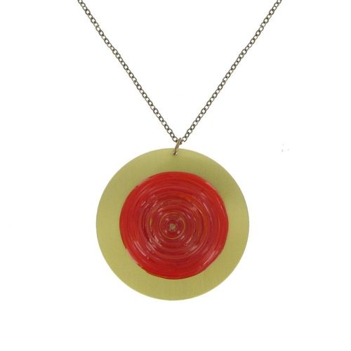 Les Poulettes Bijoux - Collier Disque En Laiton Et Pâte De Verre - Classics